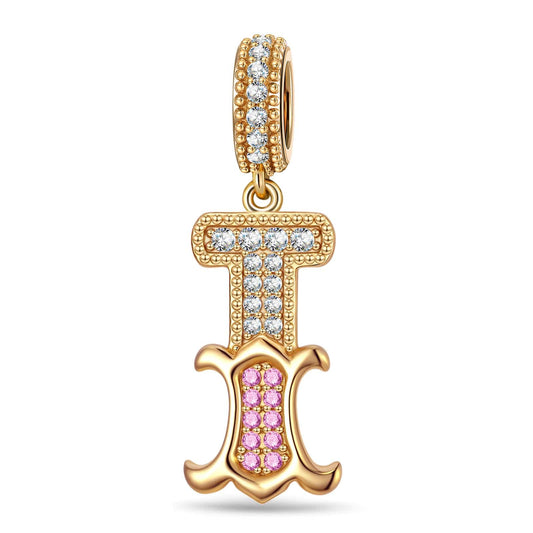gona- Letter I Tarnish-resistant Silver Dangle Charms In 14K Gold Plated