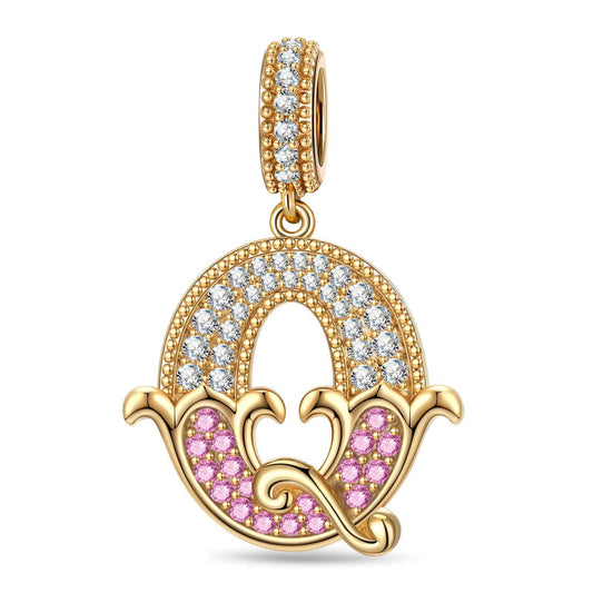 gona- Letter Q Tarnish-resistant Silver Dangle Charms In 14K Gold Plated