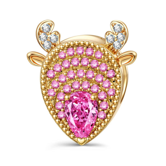gona- Fairy Reindeer Tarnish-resistant Silver Charms In 14K Gold Plated