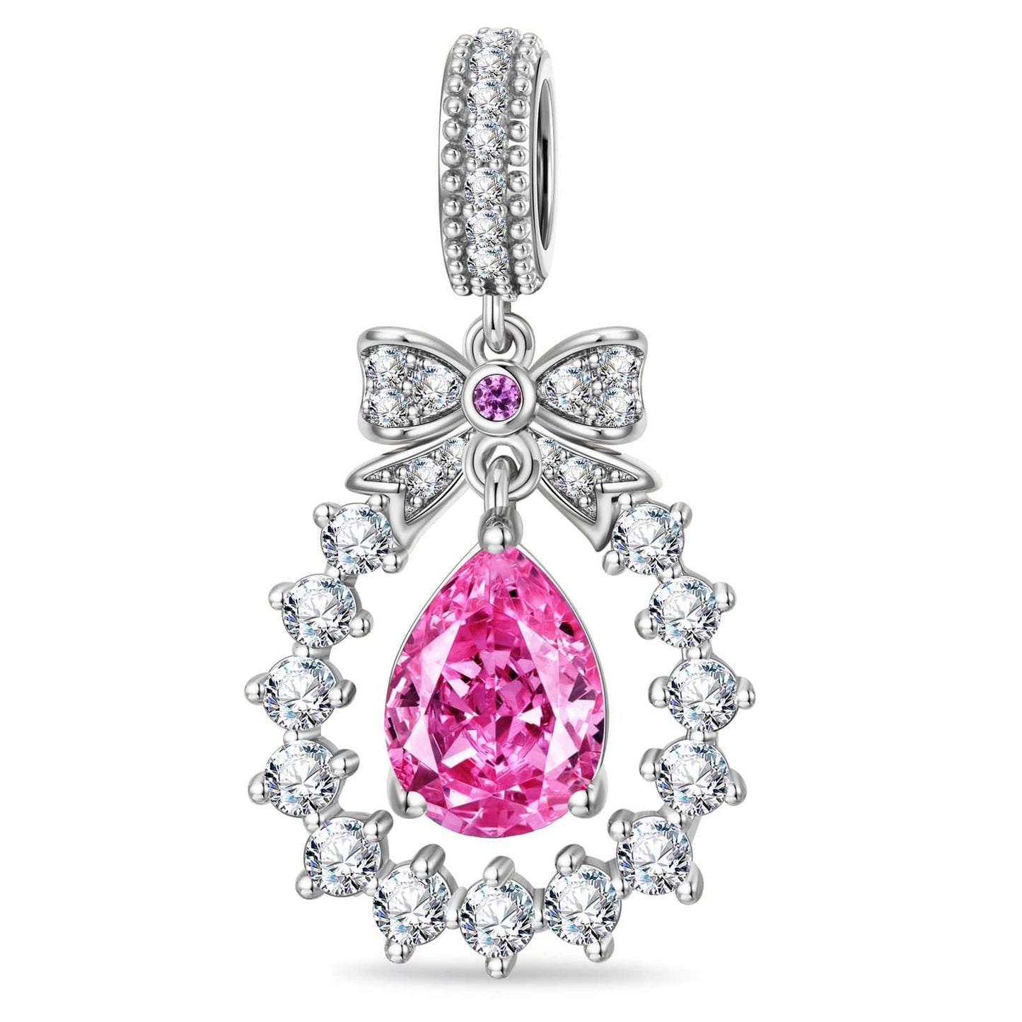 Ribbon Crown Tarnish-resistant Silver Dangle Charms In White Gold Plated