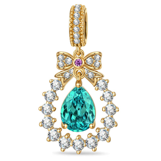 gona- Ribbon Crown Tarnish-resistant Silver Dangle Charms In 14K Gold Plated