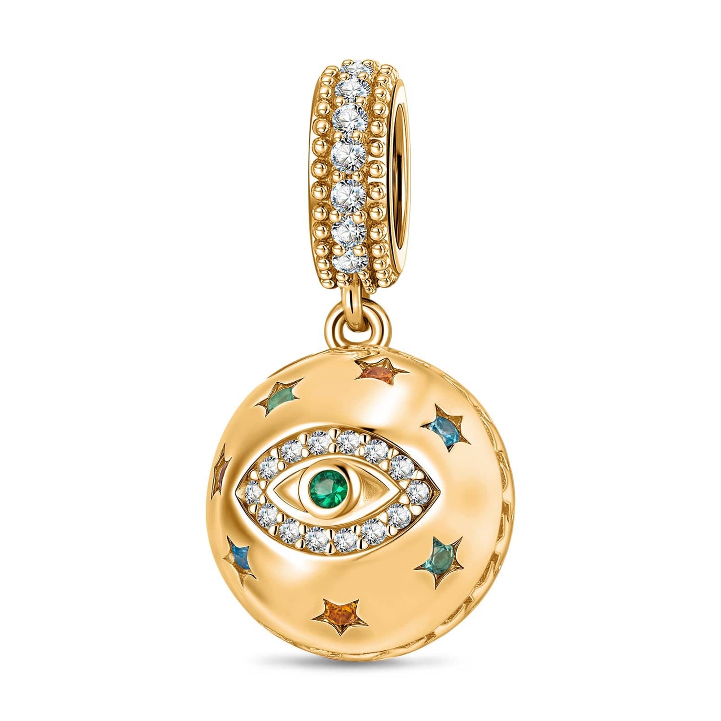 Eternal Safety Tarnish-resistant Silver Dangle Charms In 14K Gold Plated