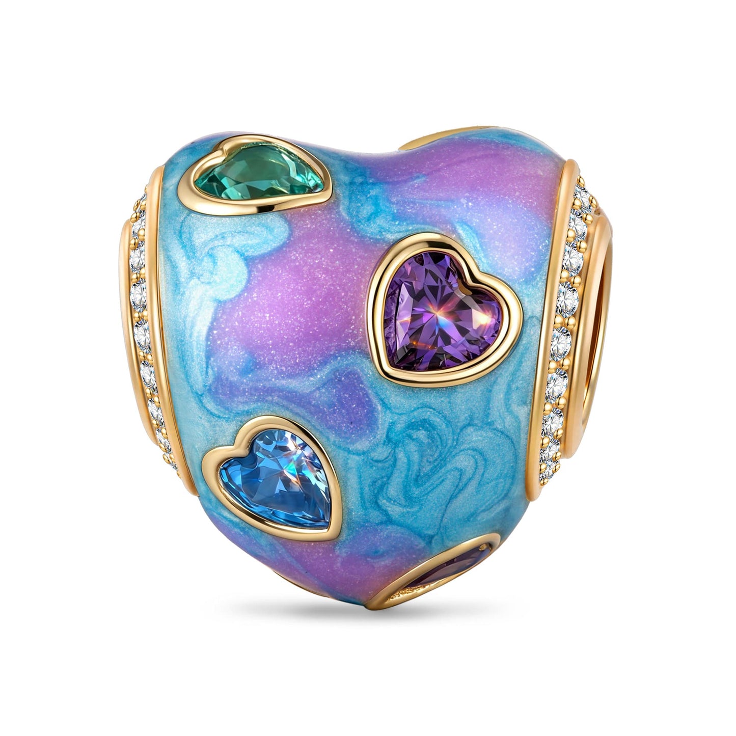 Wonderland Cosmic Heart Tarnish-Resistant Silver Charm In 14K Gold Plated