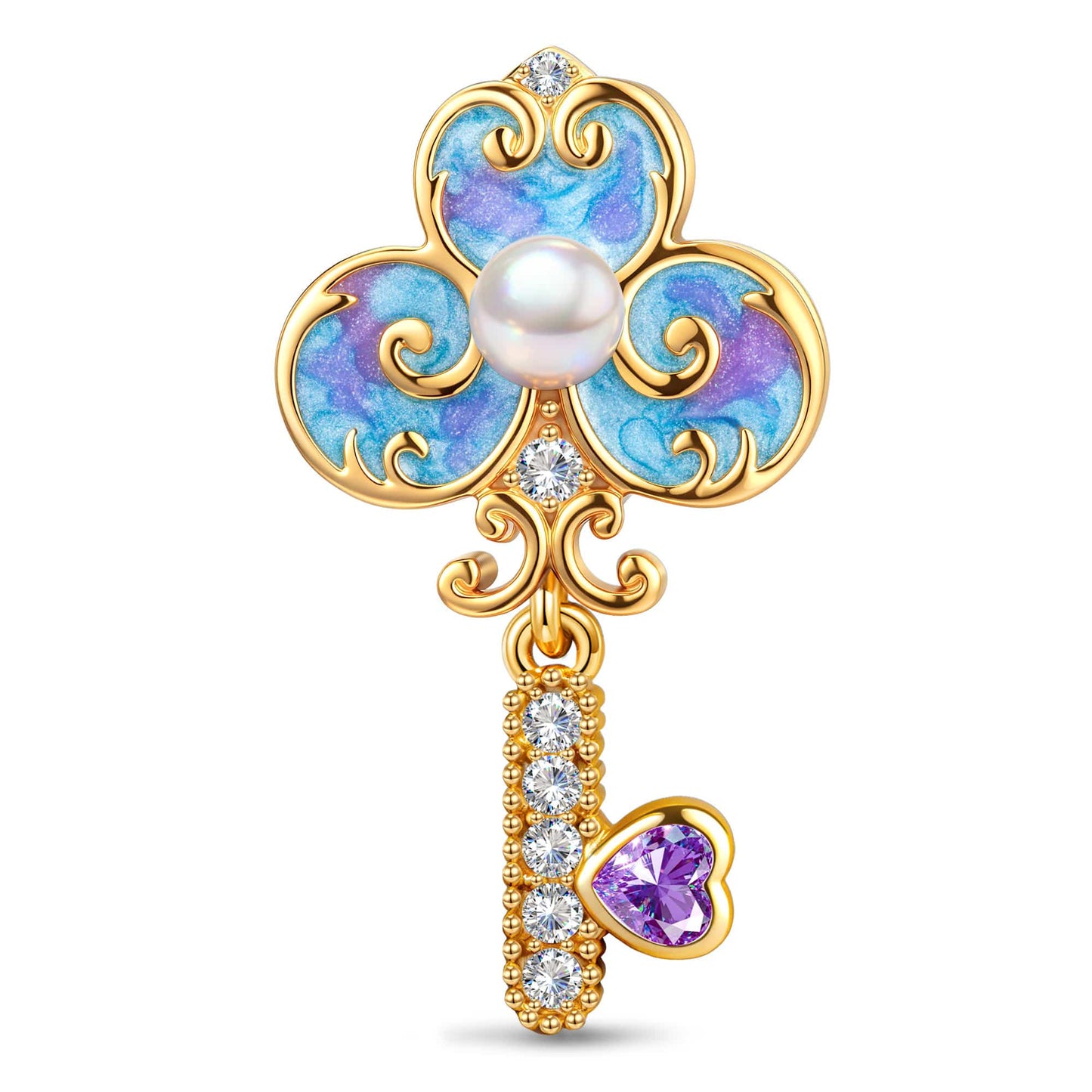 Wonderland Portal Key Tarnish-Resistant Silver Charm In 14K Gold Plated