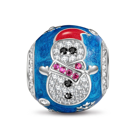 gona- Sterling Silver Blue Snowbaby Charms With Enamel In White Gold Plated