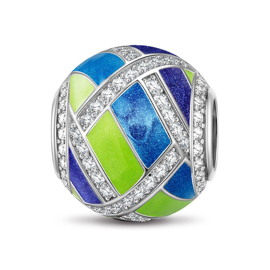 gona- Sterling Silver Festive Geometry Charms With Enamel In White Gold Plated