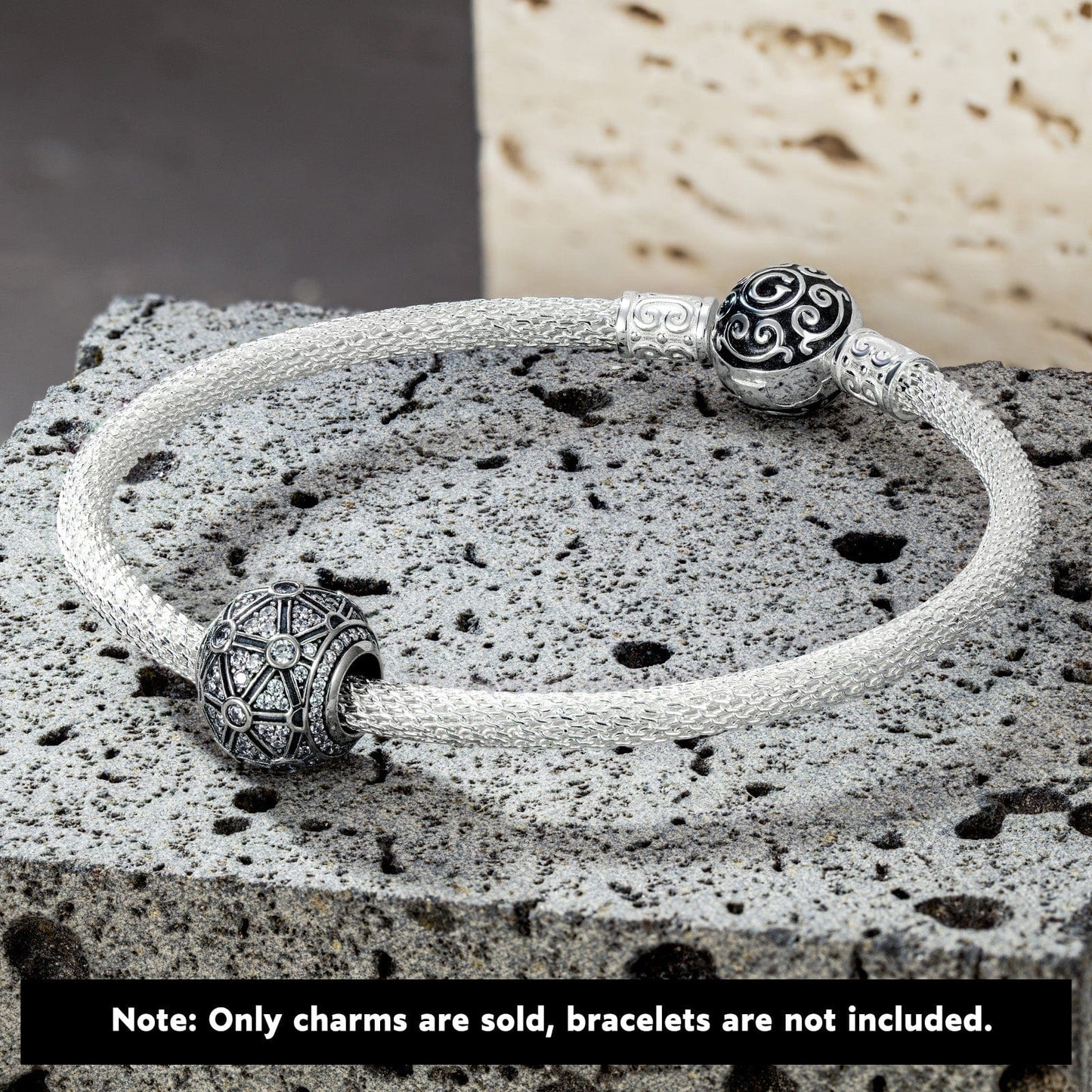 Sterling Silver XL Size Fission Charms In Blackened 925 Sterling Silver Plated For Men