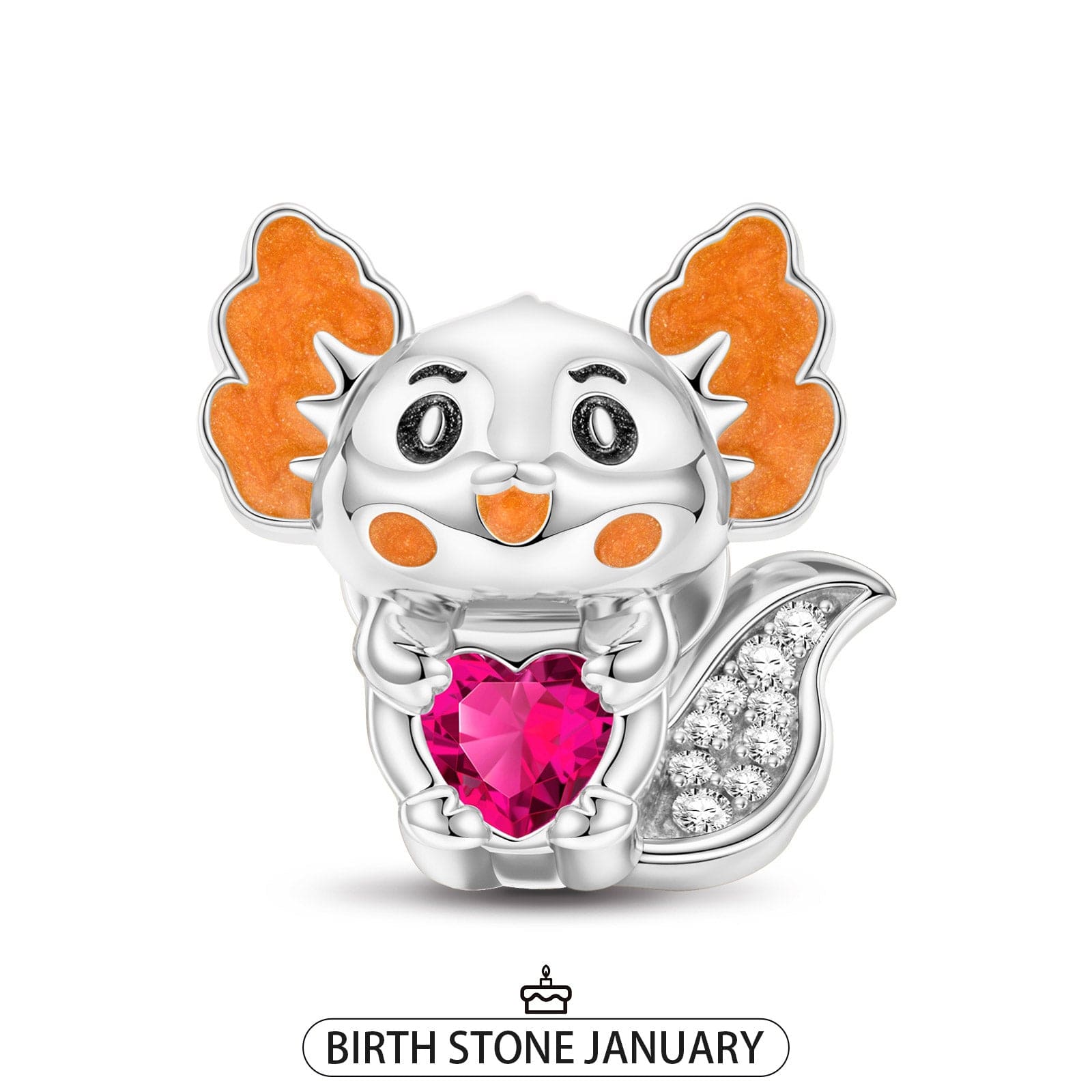 Collana Axolotl In Argento 925 Con Pietra Occhio Di Gatto Rosa - Gioiello Carino E Originale