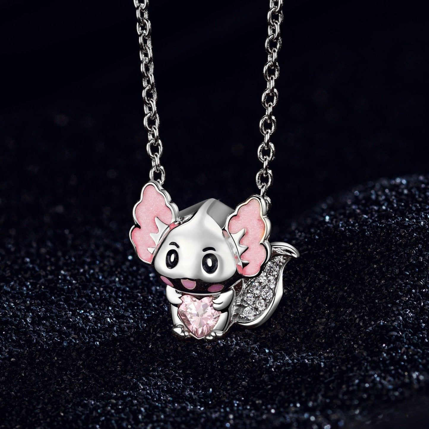 Sterling Silver Lovely Axolotl Birthstone Charms With Enamel In White Gold Plated - Heartful Hugs Collection