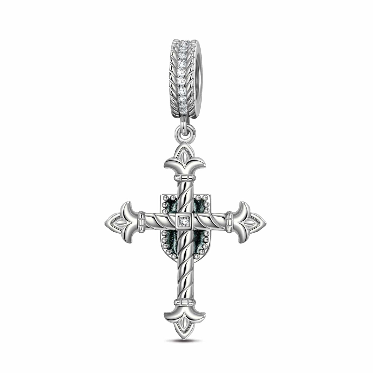 Sterling Silver XL Size The Eye of God Dangle Charms With Enamel In Blackened 925 Sterling Silver Plated For Men