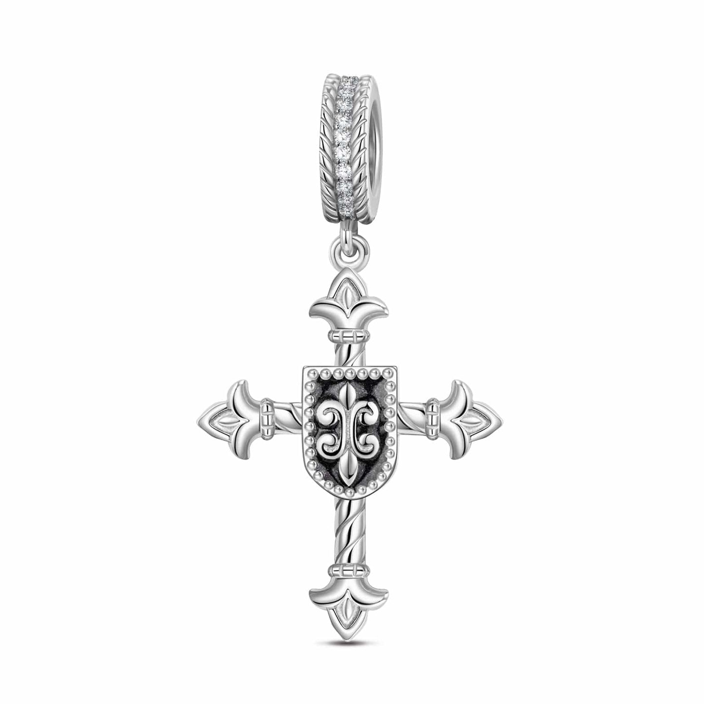 Sterling Silver XL Size The Eye of God Dangle Charms With Enamel In Blackened 925 Sterling Silver Plated For Men