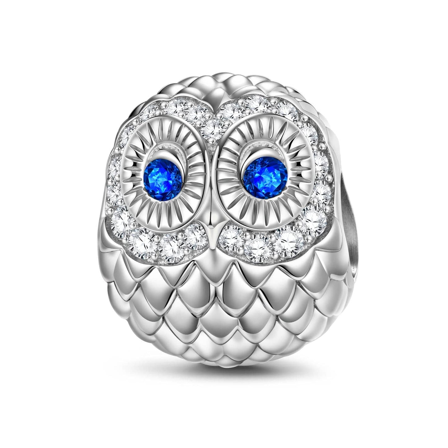 Sterling Silver Snowy Owl Animal Charms In White Gold Plated