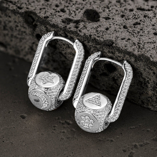 gona- Robot and Light Tarnish-resistant Silver Charms Earrings Set with Sterling Silver Ear Post In White Gold Plated