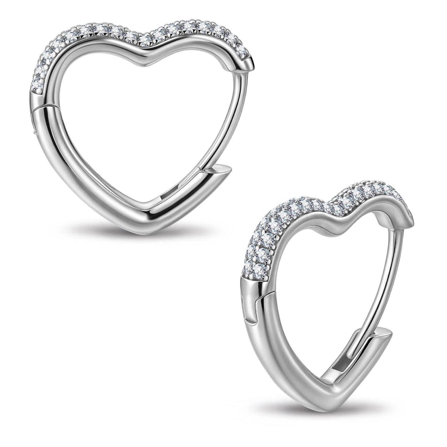 Luminous Love Tarnish-resistant Silver 5A Cubic Zirconia Classic Hoop Earrings with Sterling Silver Ear Post In White Gold Plated