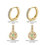 Sterling Silver Lucky Mahjong Charms Earrings Set With Enamel In 14K Gold Plated