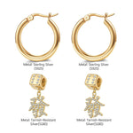 Sterling Silver Mahjong Dice Charms Earrings Set In 14K Gold Plated