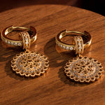 Sterling Silver Summer Flower Charms Earrings Set In 14K Gold Plated