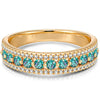 Round Brilliant Cut Electric Lagoon Hue Lab-Certified Paraiba Tourmaline - Half Eternity Ring 14K Yellow Gold Plated (Includes GRC Certification from Gemstone Research Center)