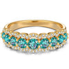 Round Brilliant Cut Electric Lagoon Hue Lab-Certified Paraiba Tourmaline - Half Eternity Ring 14K Yellow Gold Plated (Includes GRC Certification from Gemstone Research Center)