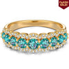 Round Brilliant Cut Electric Lagoon Hue Lab-Certified Paraiba Tourmaline - Half Eternity Ring 14K Yellow Gold Plated (Includes GRC Certification from Gemstone Research Center)