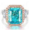 12*10mm Radiant Modified Brilliant Cut Fancy Vivid Blue Ice-Frosted Sparkle Lab Zircon - Pave Classic Engagement Ring 14K Yellow Gold Plated