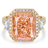 12*10mm Radiant Modified Brilliant Cut Padparadscha Sunset Glow Ice-Frosted Sparkle Lab Zircon - Pave Classic Engagement Ring 14K Yellow Gold Plated