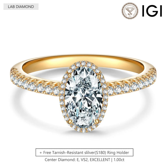 gona- Exclusive Sale: IGI Certified Lab-Grown Oval Brilliant Cut Diamond - And Get a 14K Yellow Gold Plated Ring Holder For Free (Includes IGI Certification from International Gemological Institute)