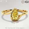 1.03 ct Pear Lab-Grown Fancy Intense Yellow Diamond Engagement Ring with Bypass Setting Tarnish-resistant Silver In 14K Gold Plated (Includes IGI Certification from International Gemological Institute)