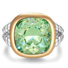 Created With Swarovski® Crystals - Cushion Modified Brilliant Cut Peridot Color Classic Engagement Ring Two-Tone Plating
