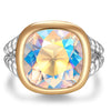 Created With Swarovski® Crystals - Cushion Modified Brilliant Cut Moonlight Color Classic Engagement Ring Two-Tone Plating