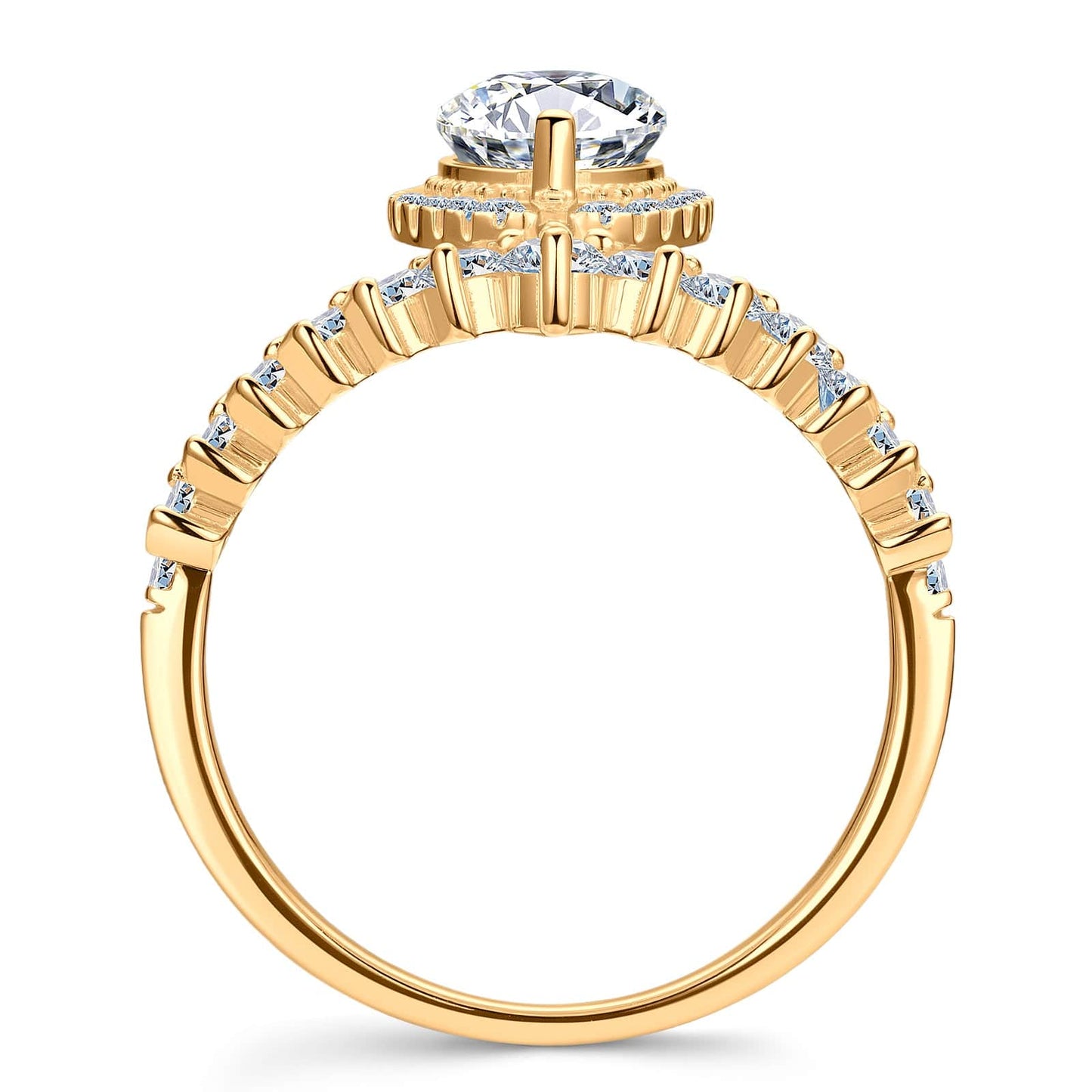 Lab-Grown Pear Brilliant Cut Moissanite - Solitaire Classic Engagement Ring White Gold Plated (Includes GRA Certification from Gemological Research Association)