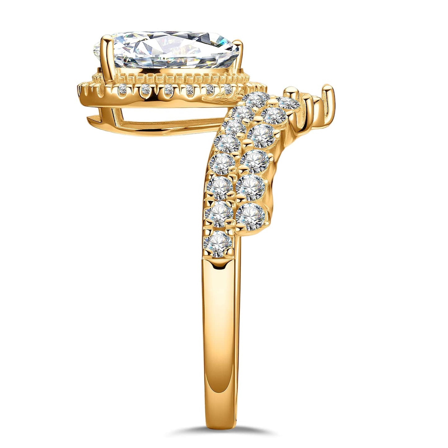 Lab-Grown Pear Brilliant Cut Moissanite - Solitaire Classic Engagement Ring White Gold Plated (Includes GRA Certification from Gemological Research Association)