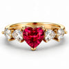 Heart Brilliant Cut Vivid Pigeon Blood Red Lab-Certified Ruby - Pave Eternal Love Engagement Ring 14K Yellow Gold Plated (Includes GRC Certification from Gemstone Research Center)