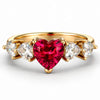 Heart Brilliant Cut Vivid Pigeon Blood Red Lab-Certified Ruby - Pave Eternal Love Engagement Ring 14K Yellow Gold Plated (Includes GRC Certification from Gemstone Research Center)