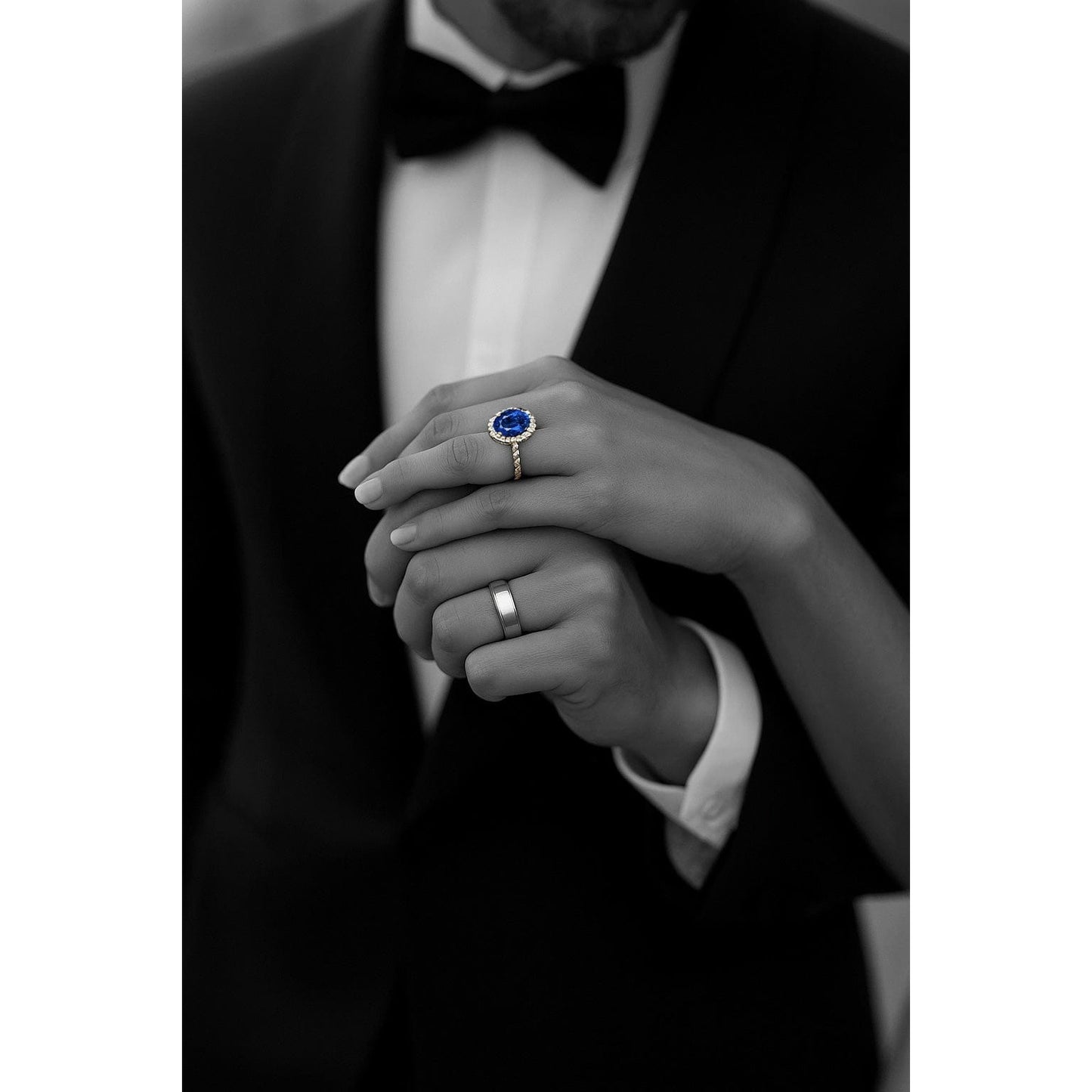 Oval Brilliant Cut Royal Blue Hue Lab-Certified Blue Sapphire - Halo Classic Engagement Ring 14K Yellow Gold Plated (Includes GRC Certification from Gemstone Research Center)