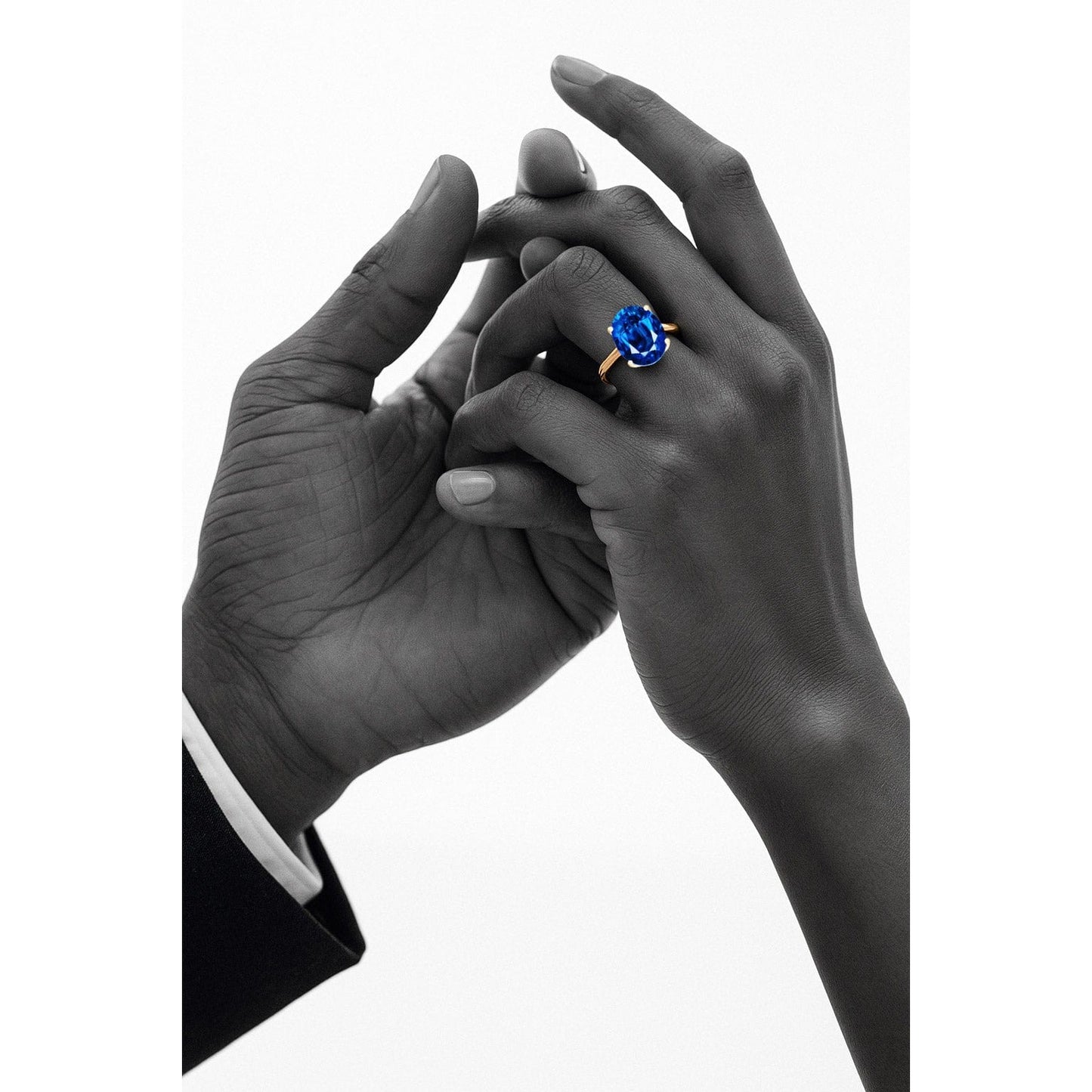 Oval Brilliant Cut Royal Blue Hue Lab-Certified Blue Sapphire - Solitaire Classic Engagement Ring 14K Yellow Gold Plated (Includes GRC Certification from Gemstone Research Center)