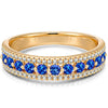 Round Brilliant Cut Royal Blue Hue Lab-Certified Blue Sapphire - Half Eternity Ring 14K Yellow Gold Plated (Includes GRC Certification from Gemstone Research Center)
