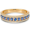 Round Brilliant Cut Royal Blue Lab-Certified Blue Sapphire - Half Eternity Ring 14K Yellow Gold Plated (Includes GRC Certification from Gemstone Research Center)