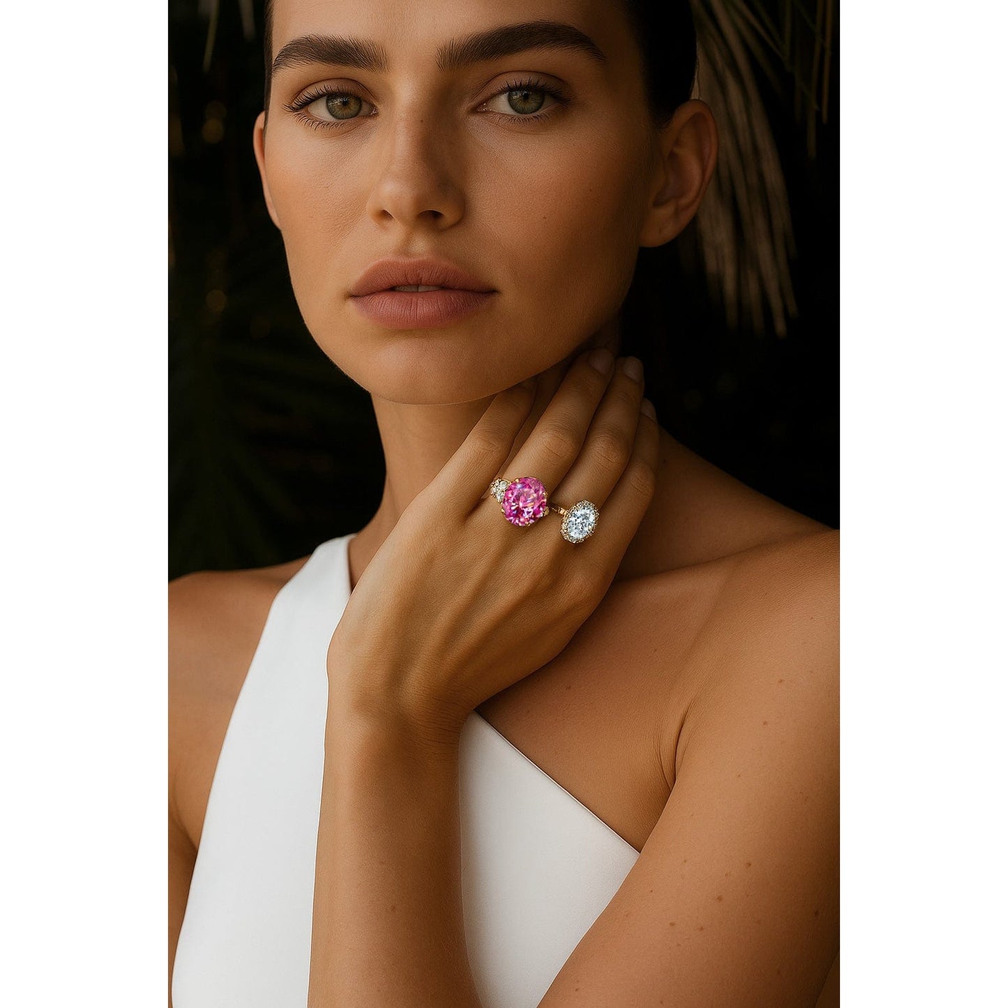 Oval Brilliant Cut Fancy Vivid Rose Hue Lab-Certified Pink Sapphire - Halo Classic Engagement Ring 14K Yellow Gold Plated (Includes GRC Certification from Gemstone Research Center)