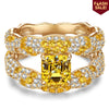 Solara Splendor Asscher Cut Fancy Vivid Yellow Lab-Certified Yellow Sapphire - Pave Classic Engagement Ring 14K Yellow Gold Plated (Includes GRC Certification from Gemstone Research Center)