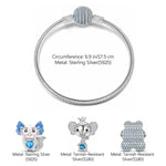 Sterling Silver March Birthstone Embrace the Love Animals Charms Bracelet Set With Enamel In White Gold Plated - Heartful Hugs Collection