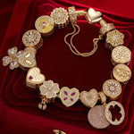 Sterling Silver Love's Glow Charms Bracelet Set With Enamel In 14K Gold Plated