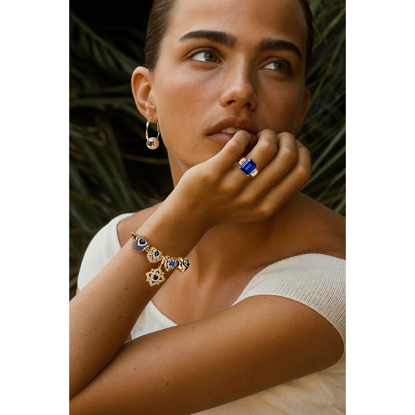 Emerald-Cut 5.5CT Royal Blue Lab-Grown Sapphire Engagement Ring – Three Stone Classic Design with Moissanite Side Stones, 14K Yellow Gold Plated on Tarnish-Resistant Silver(Includes GRC Certification from Gemstone Research Center)
