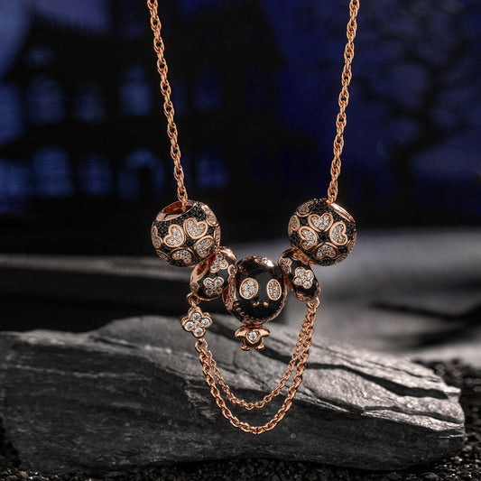 gona- Sterling Silver Spectral Shine Charms Necklace Set With Enamel In White Gold Plated