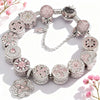 Sterling Silver Captivating Fairytale Charms Bracelet Set In White Gold Plated (Includes bracelet and all charms shown)