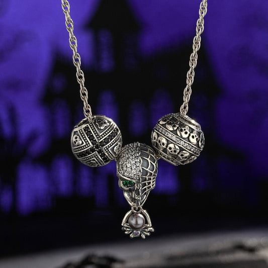gona- Sterling Silver Spectral Shine Charms Necklace Set With Enamel In White Gold Plated