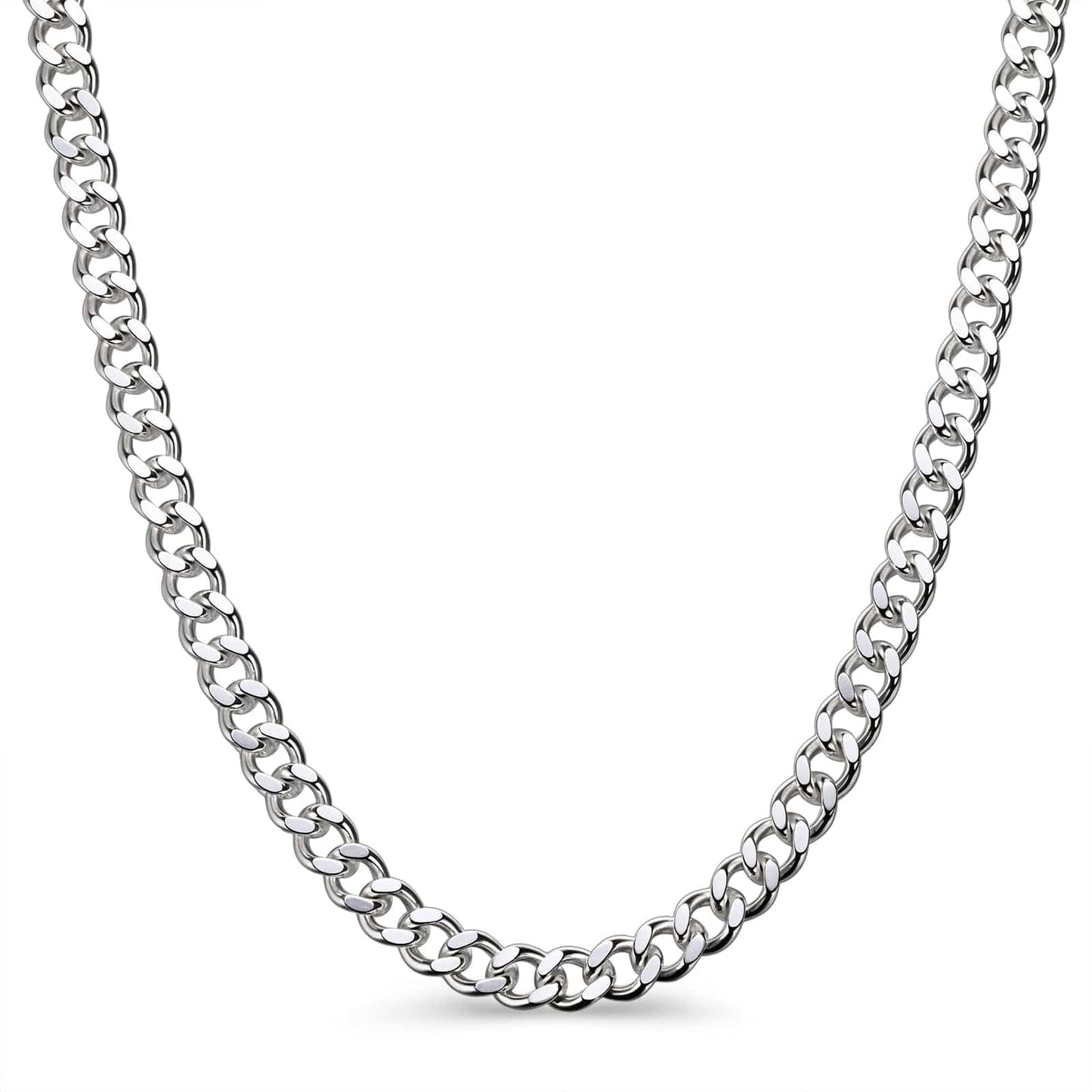 Sterling Silver Cuban Link Chain Necklace for Men and Women – Solid 925 Silver, 19 Inch Length, Polished Finish, Tarnish-Resistant Everyday Jewelry Gift