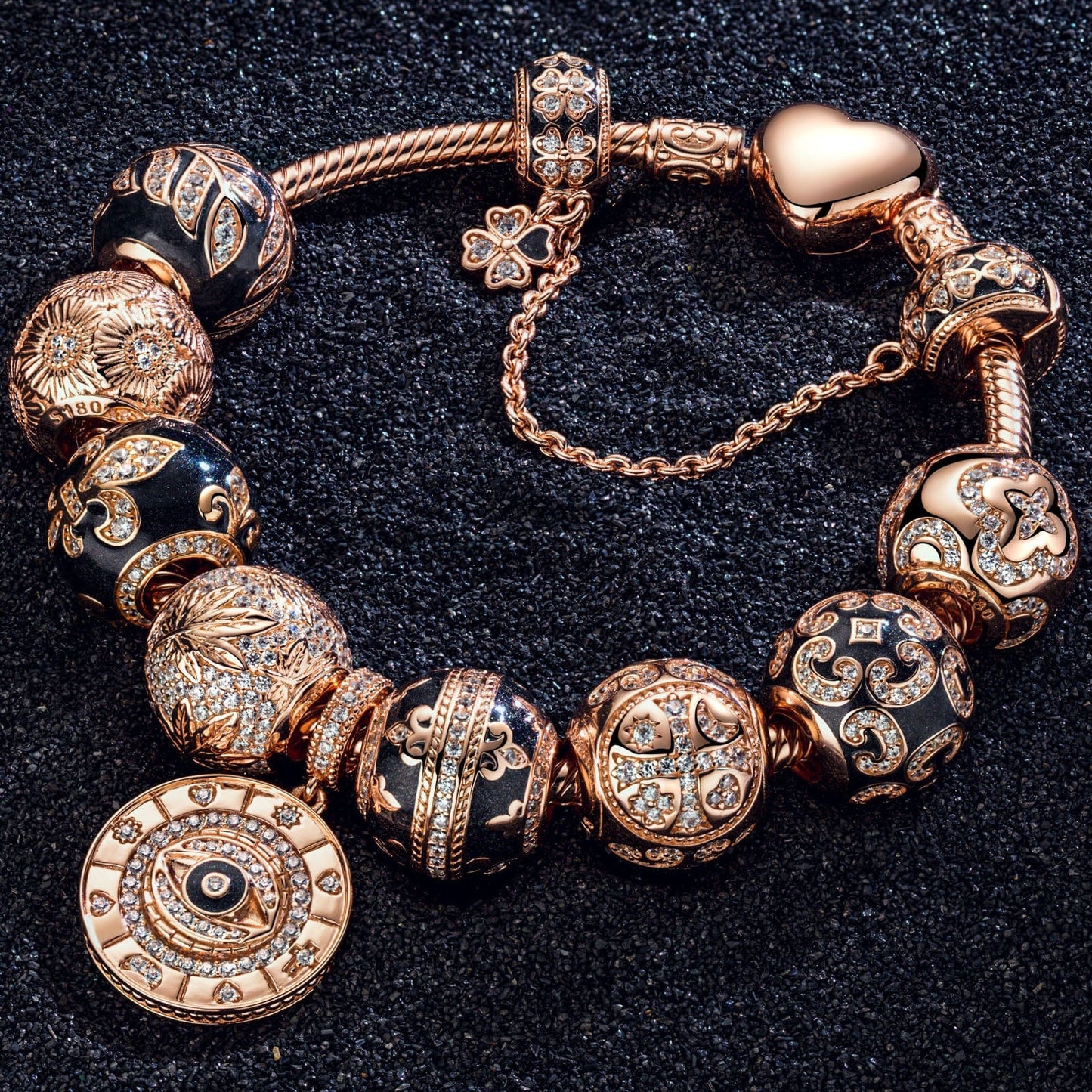 [💥As @evy_onelove's Pick] Memories Of Versailles Tarnish-resistant Silver Charms Bracelet Set With Enamel In Rose Gold Plated