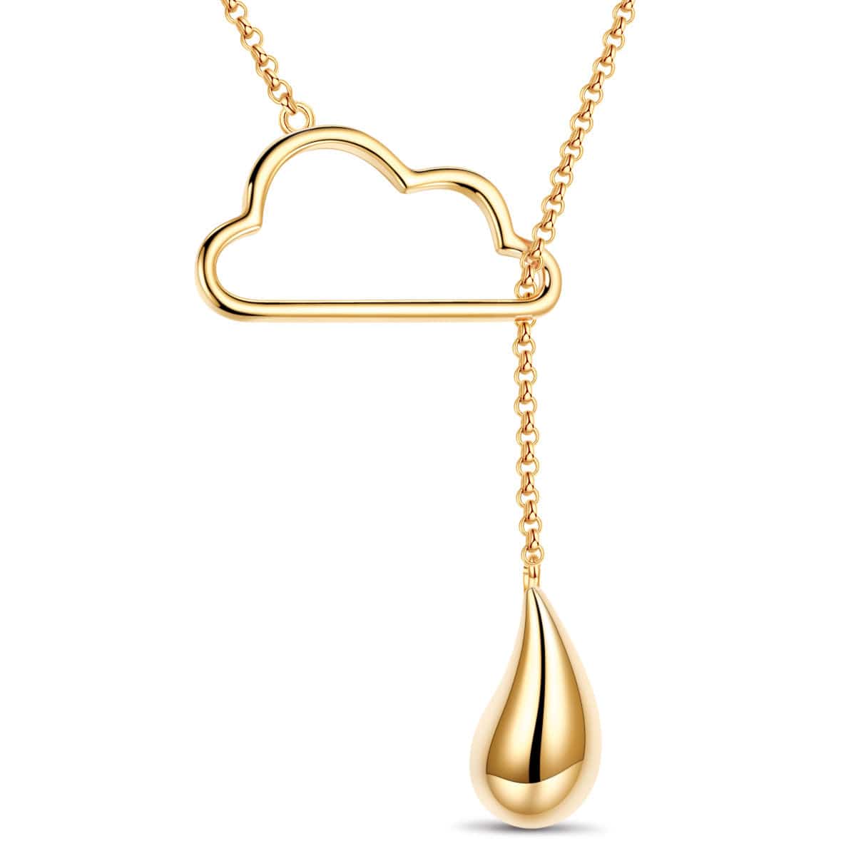 Sterling Silver Raindrop Reverie Chain Necklace In 14K Gold Plated