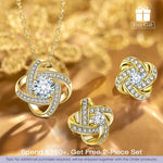 Sterling Silver Satellite Series Necklace and Earrings Set In 14K Gold Plated